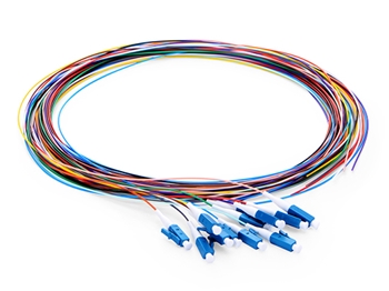 1m 12芯 LC/UPC 单模 彩色光纤尾纤-无外护套